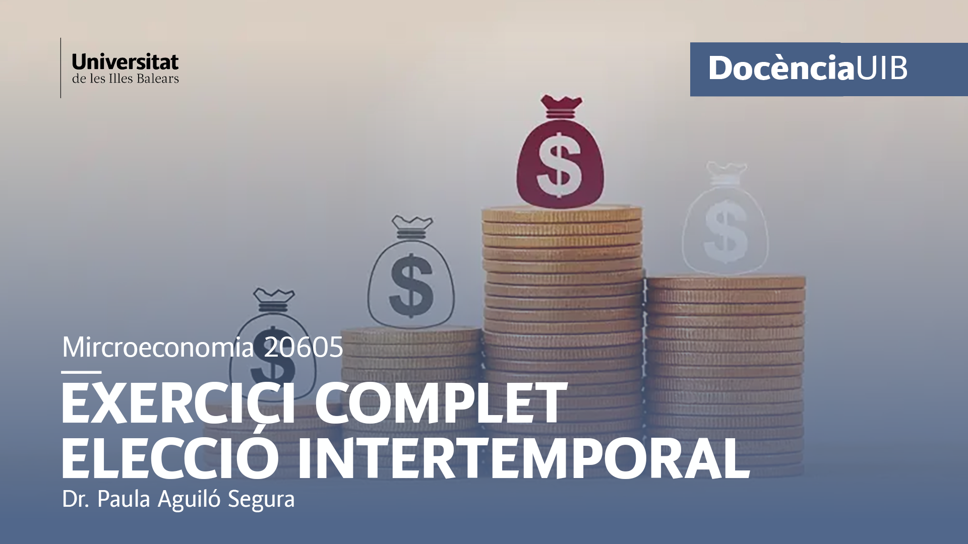 Dra.Paula Aguiló Segura.Microeconomia 20605.Exercici complet elecció intertemporal